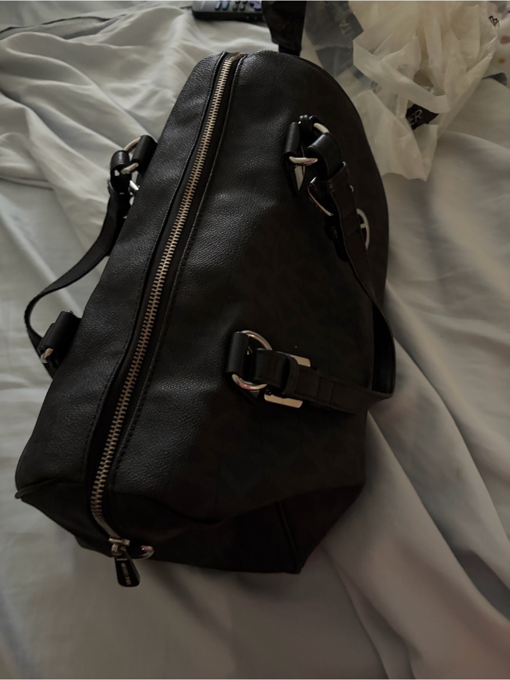 Michael Kors Black MK Signature Dome Satchel with Gold Hardware - Picture 12 of 16